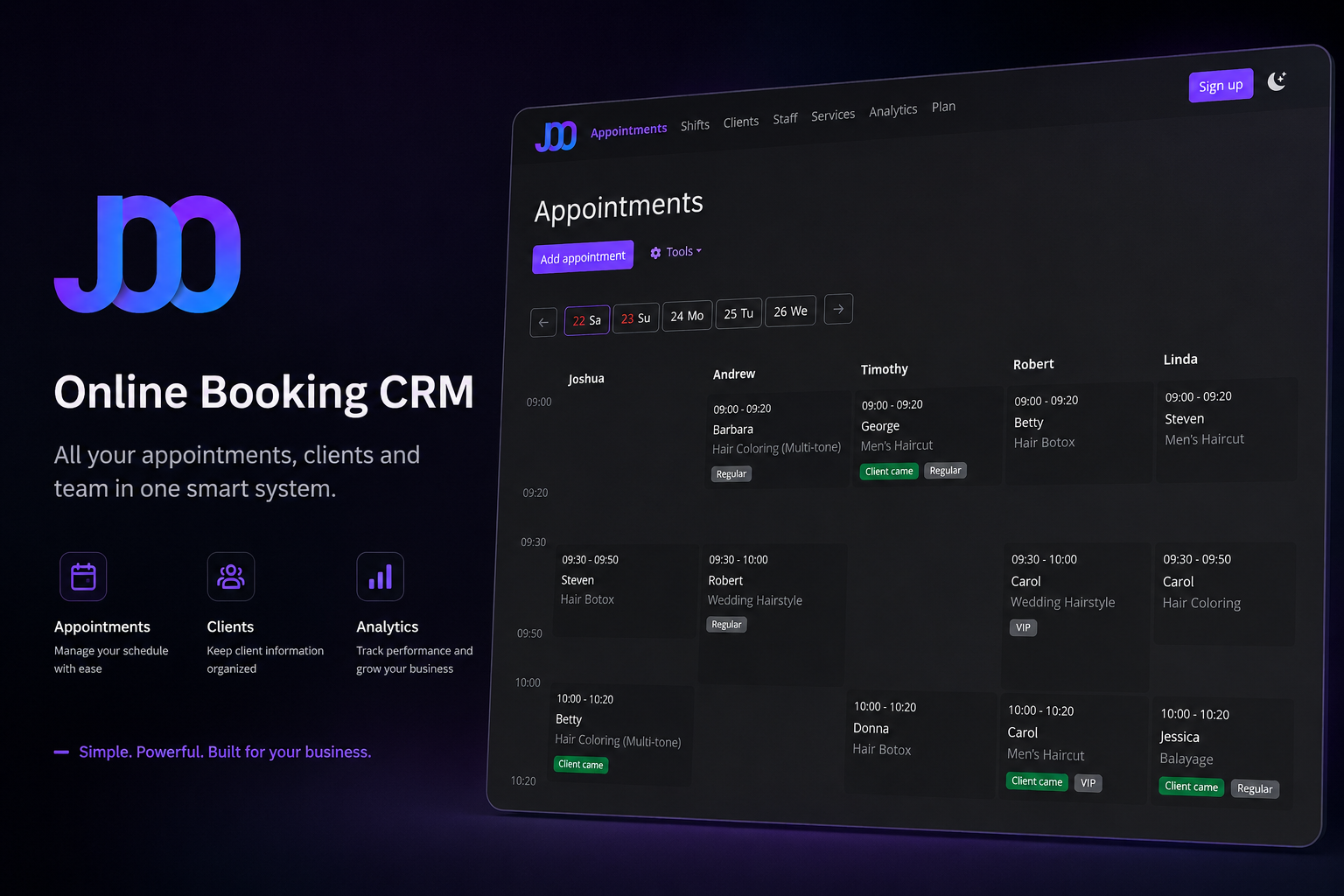 Abstract calendar, customer records, and connected booking workflows