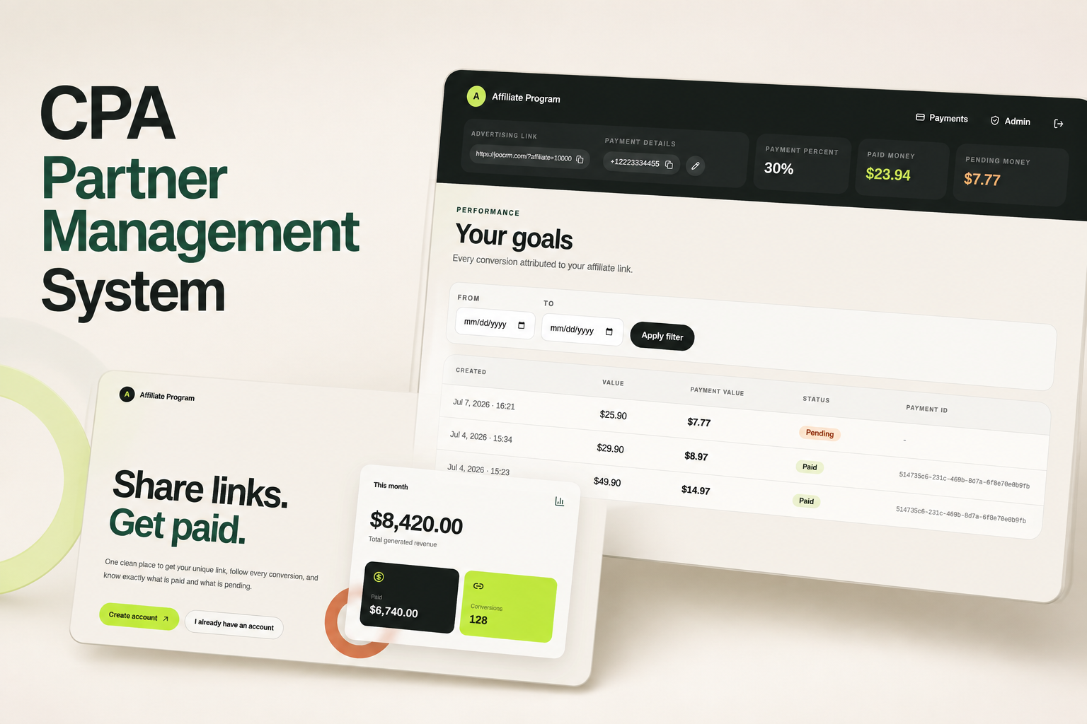Abstract partner network flowing into analytics and payments