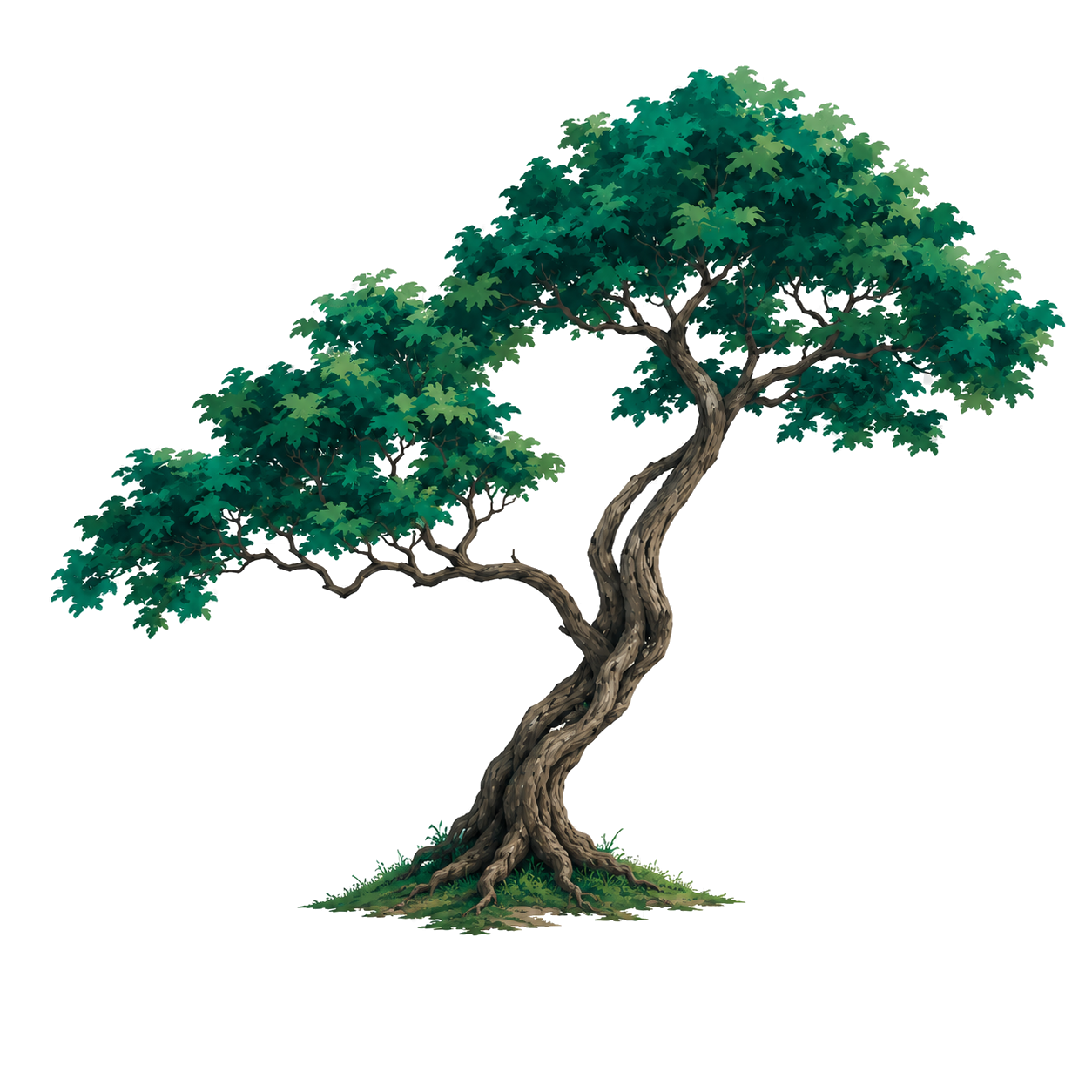 Decorative tree illustration representing structured software growth